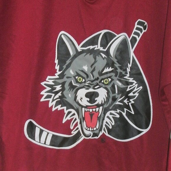 Chicago Wolves Jersey Burgundy Long Sleeve IHL Hockey V-Neck Lightweight youth M - Picture 2 of 3